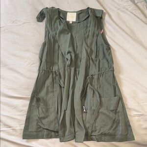 Modcloth Green Sleeveless Tank Top with Tie Front and Relaxed Style